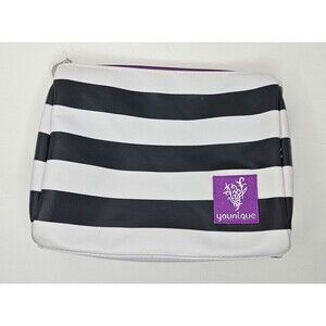 Younique 2016 Black & White Stripe Makeup Bag Clutch New